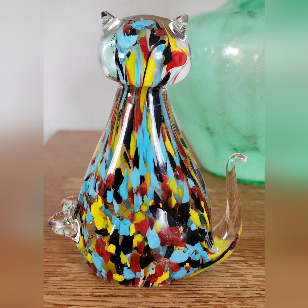 Murano Style Multicolor glass cat